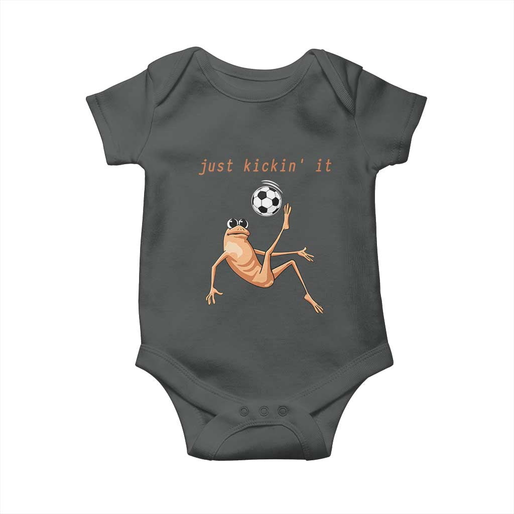 Funny Marcus The Worm Soccer Lover Baby Onesie Just Kickin It TS12 Dark Heather Print Your Wear