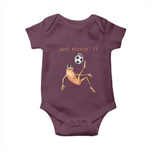 Funny Marcus The Worm Soccer Lover Baby Onesie Just Kickin It TS12 Maroon Print Your Wear