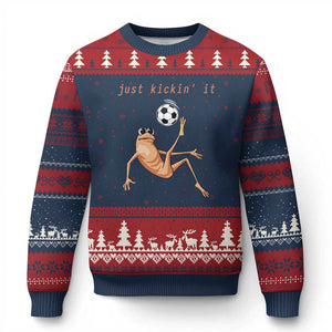 Funny Marcus The Worm Soccer Lover Ugly Christmas Sweater Just Kickin It TS12 Navy Red Print Your Wear