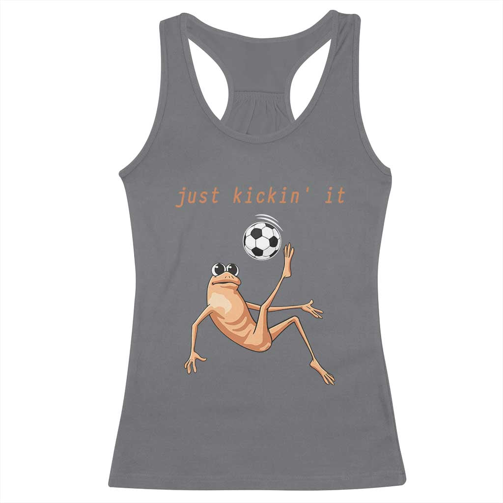 Funny Marcus The Worm Soccer Lover Racerback Tank Top Just Kickin It TS12 Charcoal Print Your Wear