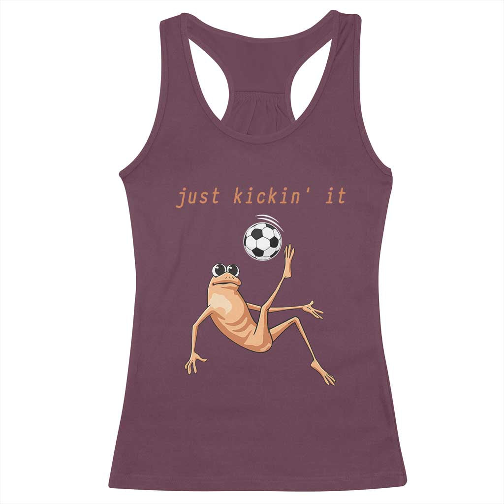 Funny Marcus The Worm Soccer Lover Racerback Tank Top Just Kickin It TS12 Maroon Print Your Wear