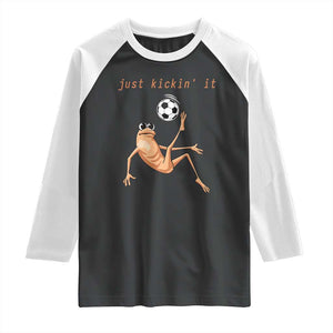 Funny Marcus The Worm Soccer Lover Raglan Shirt Just Kickin It TS12 Black White Print Your Wear