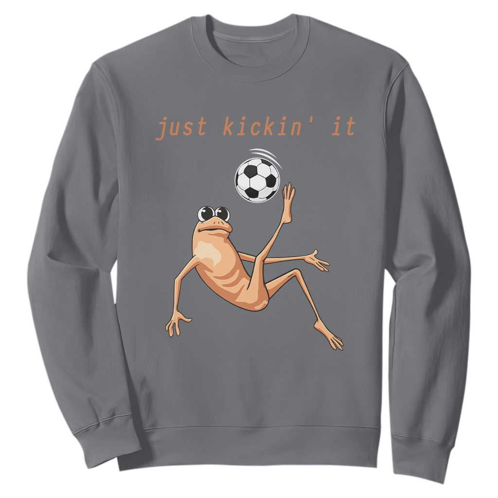 Funny Marcus The Worm Soccer Lover Sweatshirt Just Kickin It TS12 Charcoal Print Your Wear