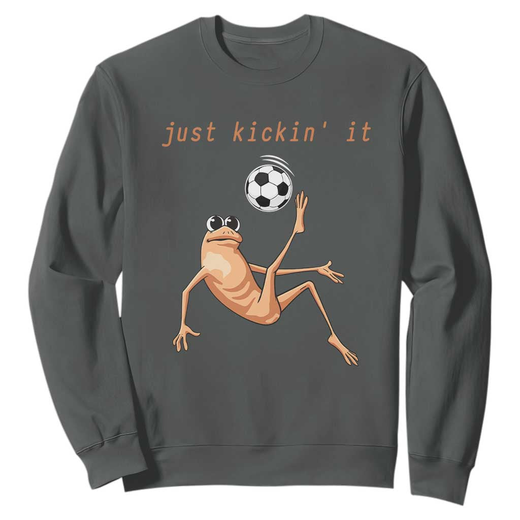 Funny Marcus The Worm Soccer Lover Sweatshirt Just Kickin It TS12 Dark Heather Print Your Wear