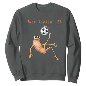 Funny Marcus The Worm Soccer Lover Sweatshirt Just Kickin It TS12 Dark Heather Print Your Wear