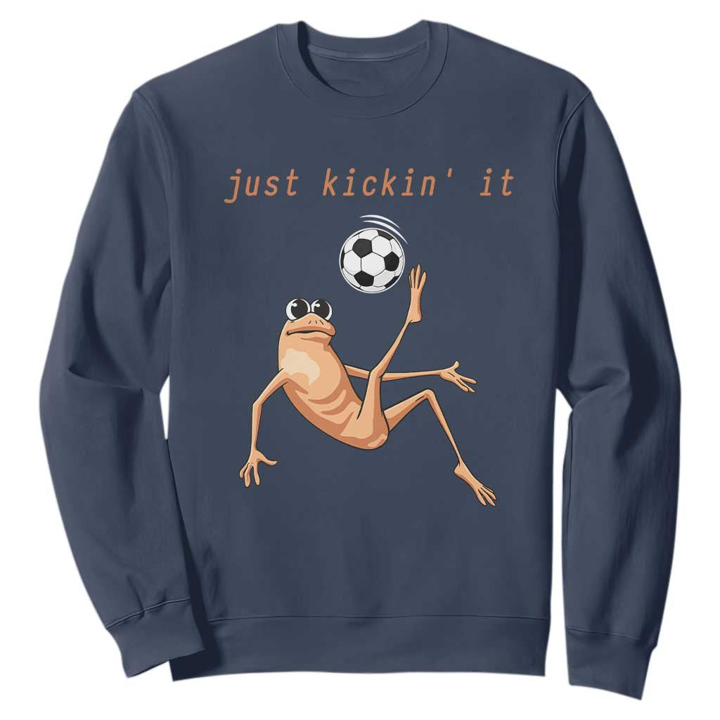 Funny Marcus The Worm Soccer Lover Sweatshirt Just Kickin It TS12 Navy Print Your Wear