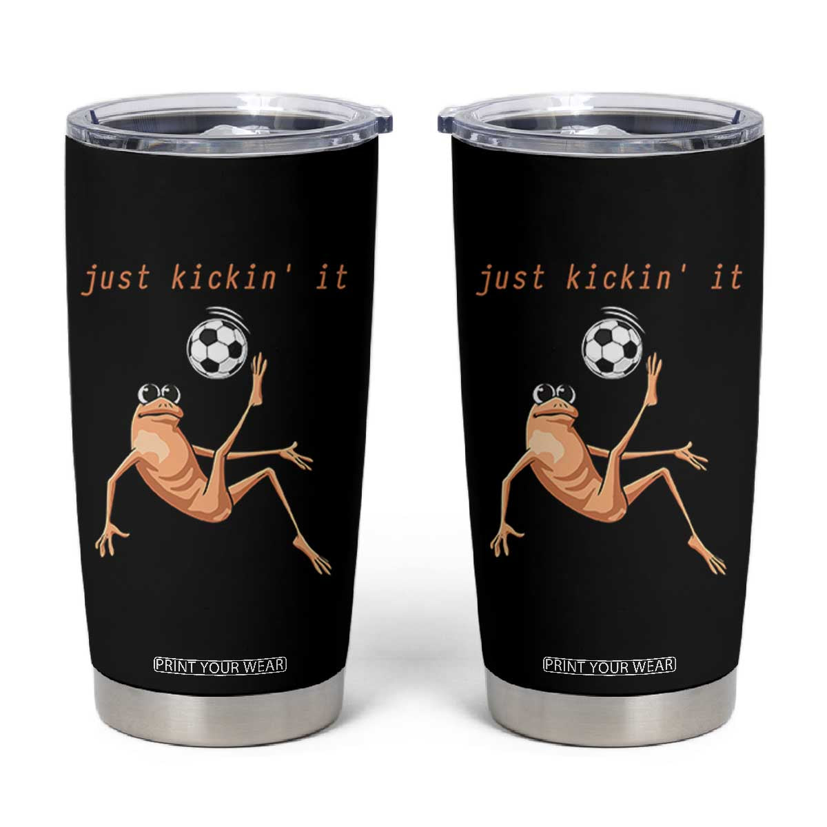 Funny Marcus The Worm Soccer Lover Tumbler Cup Just Kickin It TS12 Black Print Your Wear