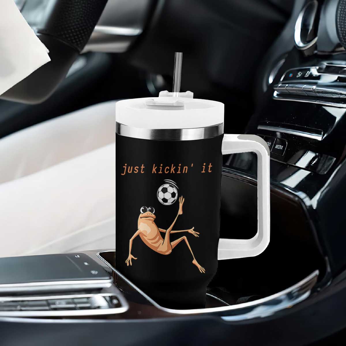 Funny Marcus The Worm Soccer Lover Tumbler With Handle Just Kickin It TS12 Print Your Wear