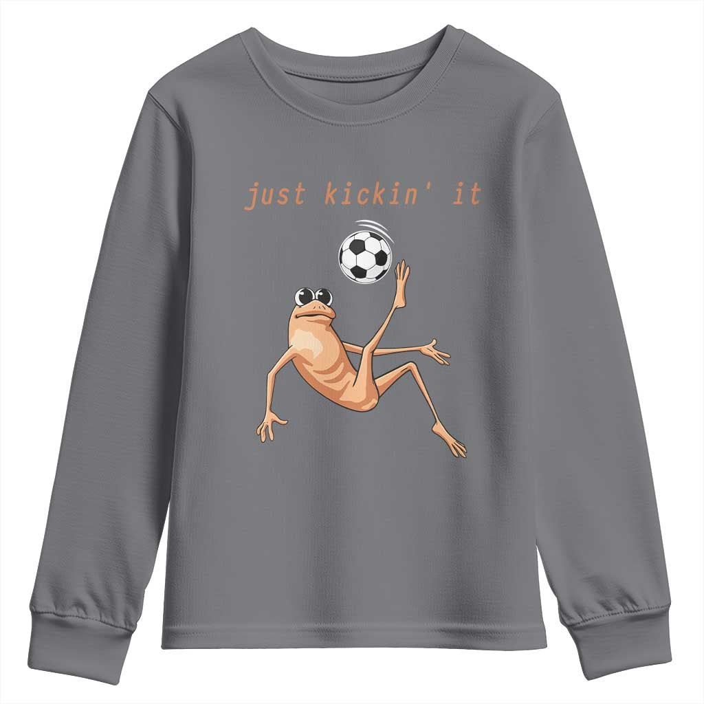 Funny Marcus The Worm Soccer Lover Youth Sweatshirt Just Kickin It TS12 Charcoal Print Your Wear