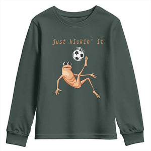Funny Marcus The Worm Soccer Lover Youth Sweatshirt Just Kickin It TS12 Dark Forest Green Print Your Wear