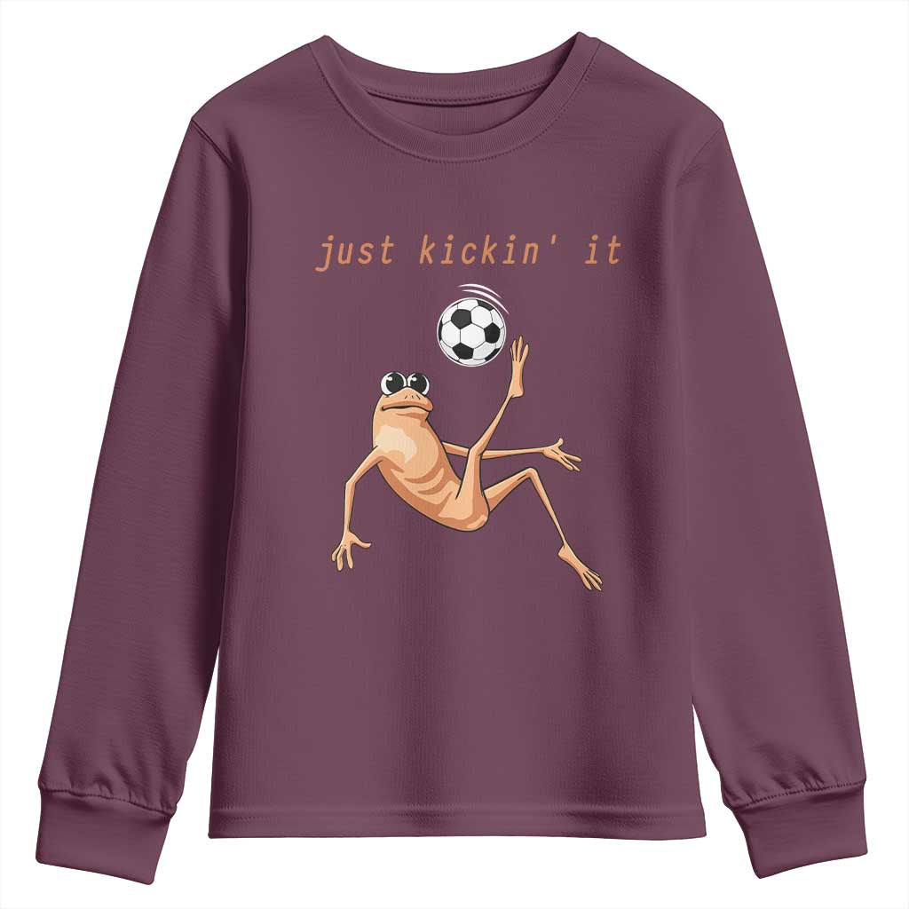 Funny Marcus The Worm Soccer Lover Youth Sweatshirt Just Kickin It TS12 Maroon Print Your Wear