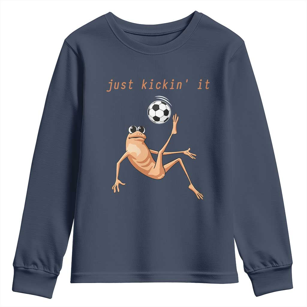 Funny Marcus The Worm Soccer Lover Youth Sweatshirt Just Kickin It TS12 Navy Print Your Wear