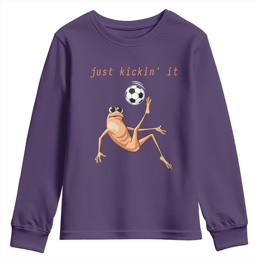 Funny Marcus The Worm Soccer Lover Youth Sweatshirt Just Kickin It TS12 Purple Print Your Wear
