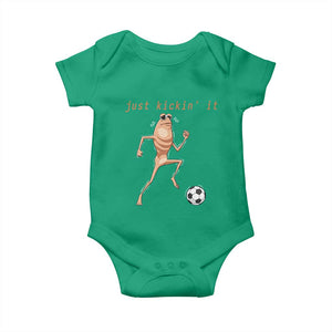 Just Kickin It Baby Onesie Funny Marcus The Worm Soccer Meme TS12 Irish Green Print Your Wear