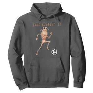 Just Kickin It Hoodie Funny Marcus The Worm Soccer Meme TS12 Dark Heather Print Your Wear
