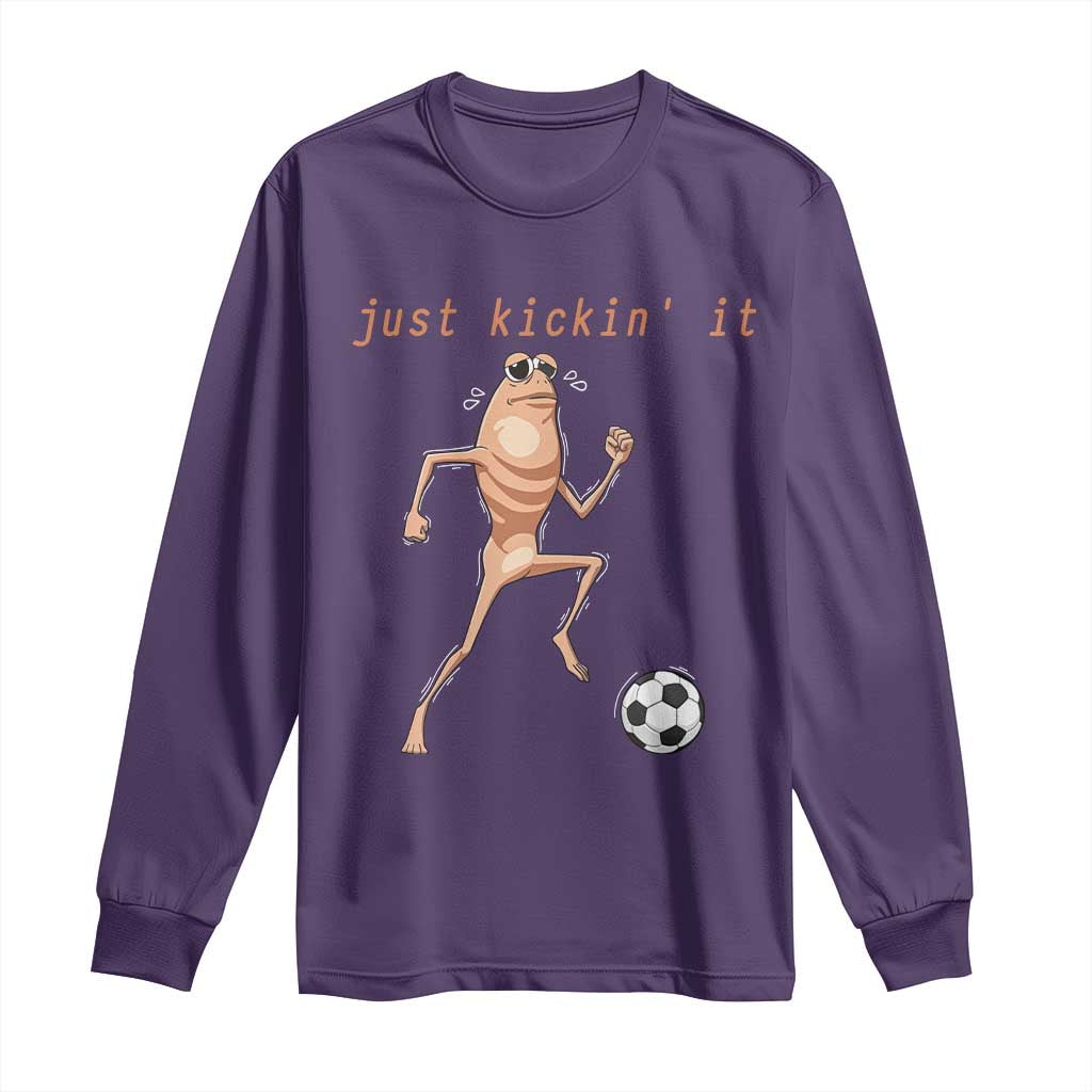 Just Kickin It Long Sleeve Shirt Funny Marcus The Worm Soccer Meme TS12 Purple Print Your Wear