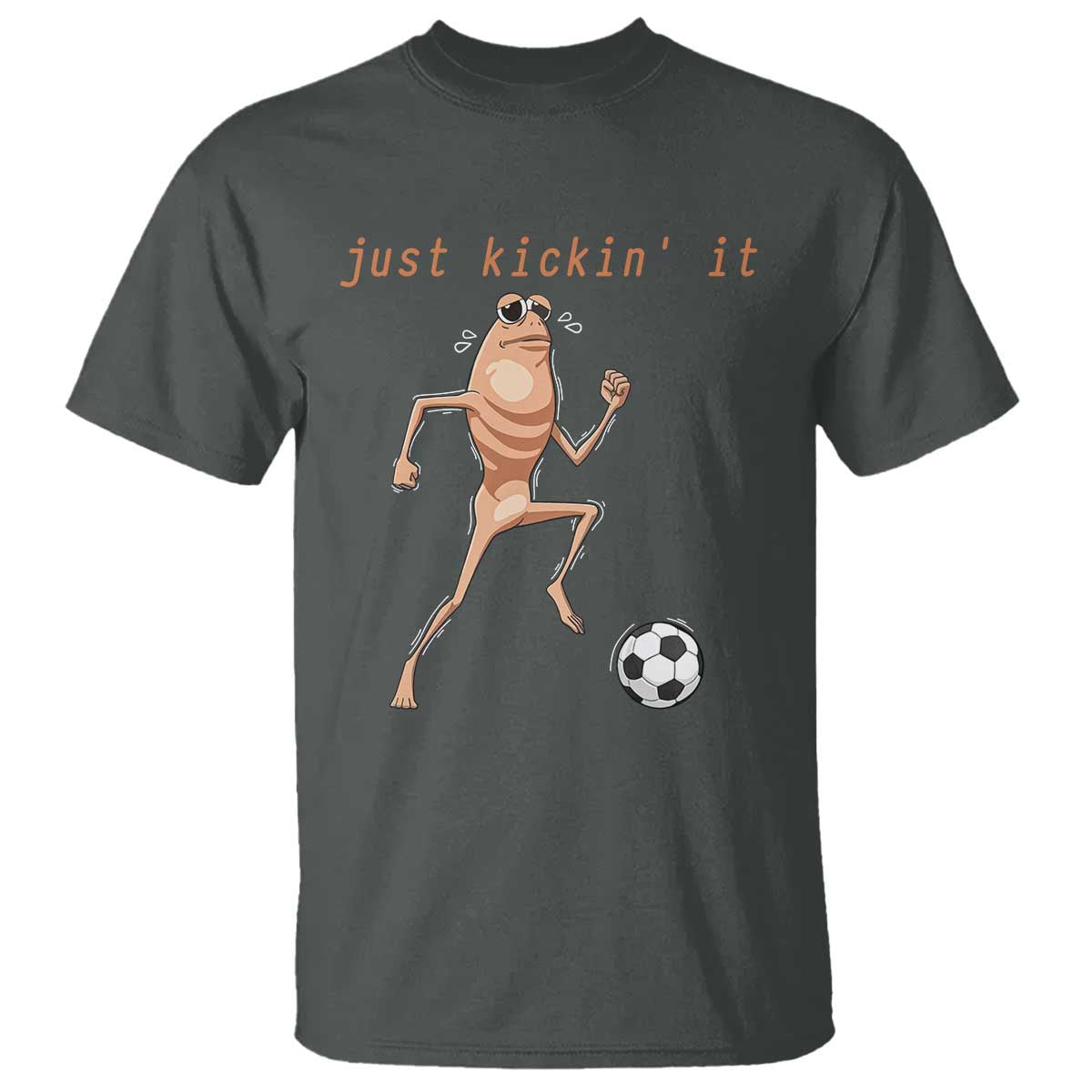 Just Kickin It T Shirt Funny Marcus The Worm Soccer Meme TS12 Dark Heather Print Your Wear