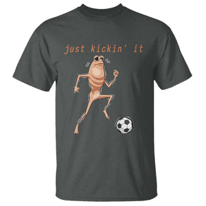 Just Kickin It T Shirt Funny Marcus The Worm Soccer Meme TS12 Dark Heather Print Your Wear