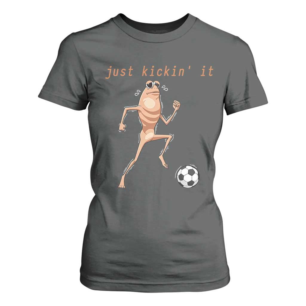 Just Kickin It T Shirt For Women Funny Marcus The Worm Soccer Meme TS12 Dark Heather Print Your Wear