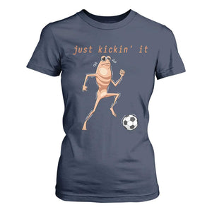 Just Kickin It T Shirt For Women Funny Marcus The Worm Soccer Meme TS12 Navy Print Your Wear