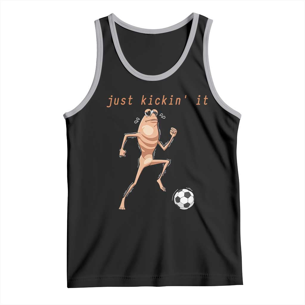 Just Kickin It Tank Top Funny Marcus The Worm Soccer Meme TS12 Black Athletic Heather Print Your Wear