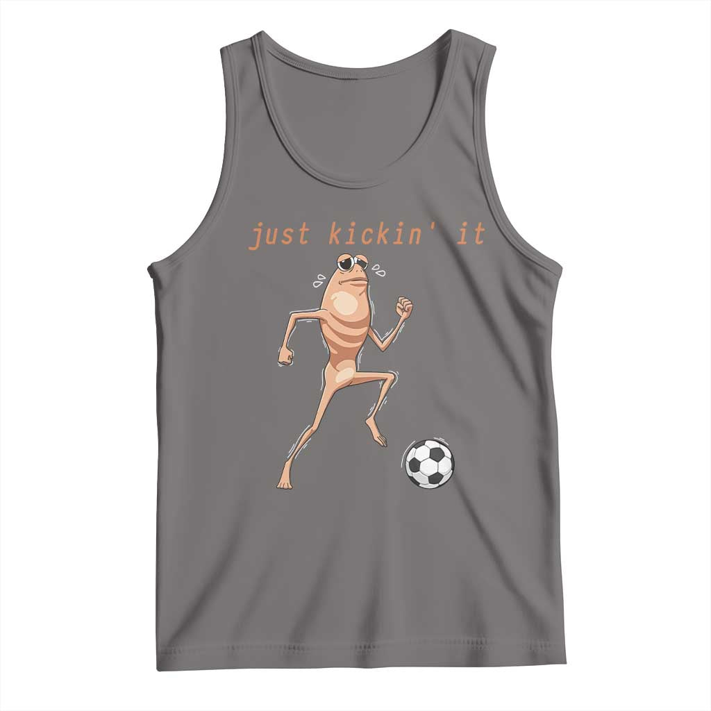 Just Kickin It Tank Top Funny Marcus The Worm Soccer Meme TS12 Deep Heather Print Your Wear
