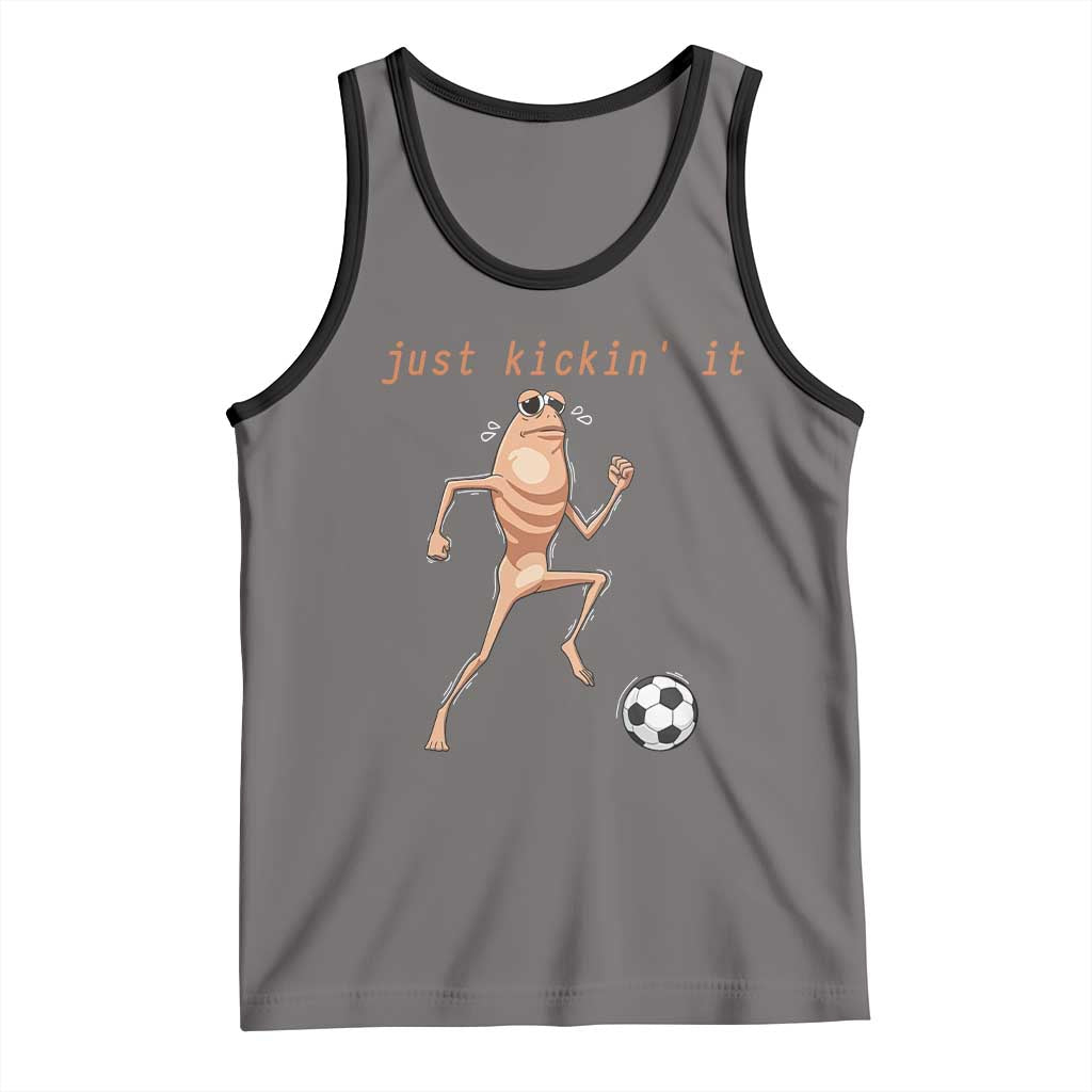 Just Kickin It Tank Top Funny Marcus The Worm Soccer Meme TS12 Deep Heather Black Print Your Wear