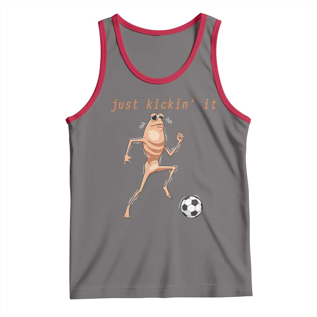 Just Kickin It Tank Top Funny Marcus The Worm Soccer Meme TS12 Deep Heather Red Print Your Wear