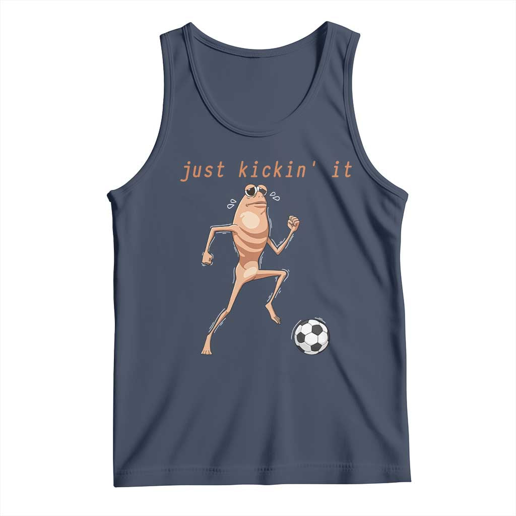 Just Kickin It Tank Top Funny Marcus The Worm Soccer Meme TS12 Navy Print Your Wear