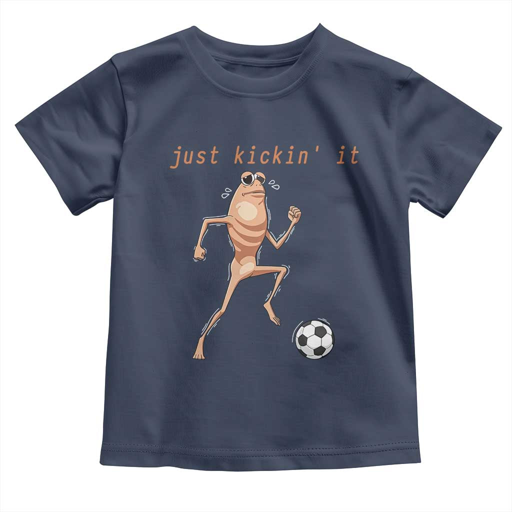 Just Kickin It Toddler T Shirt Funny Marcus The Worm Soccer Meme TS12 Navy Print Your Wear