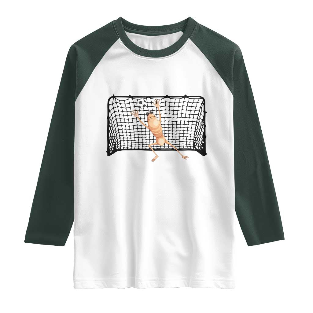 Funny Marcus The Worm Soccer Goalkeeper Gift Raglan Shirt TS12 White Dark Forest Green Print Your Wear