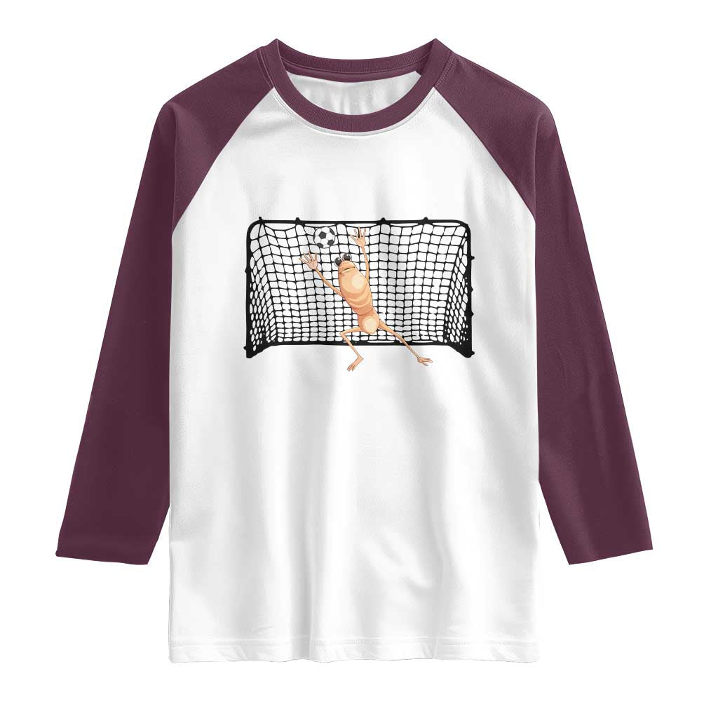 Funny Marcus The Worm Soccer Goalkeeper Gift Raglan Shirt TS12 White Maroon Print Your Wear