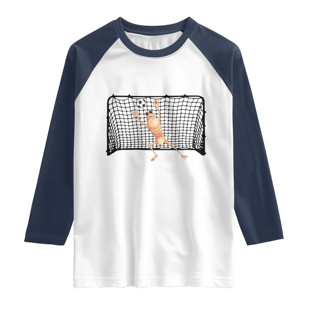 Funny Marcus The Worm Soccer Goalkeeper Gift Raglan Shirt TS12 White Navy Print Your Wear