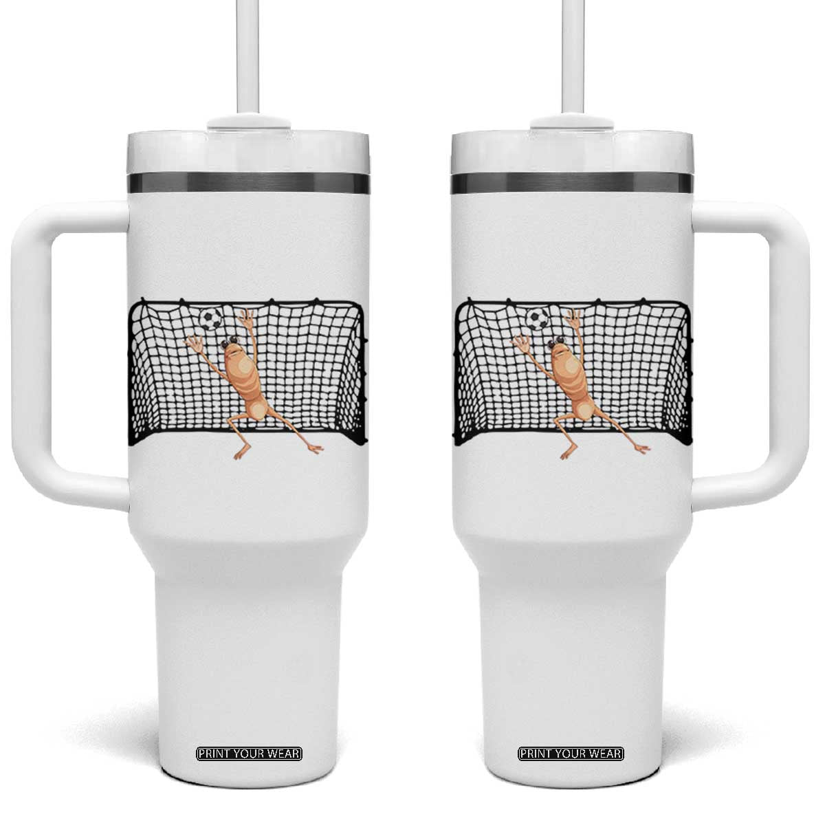 Funny Marcus The Worm Soccer Goalkeeper Gift Tumbler With Handle TS12 One Size: 40 oz White Print Your Wear