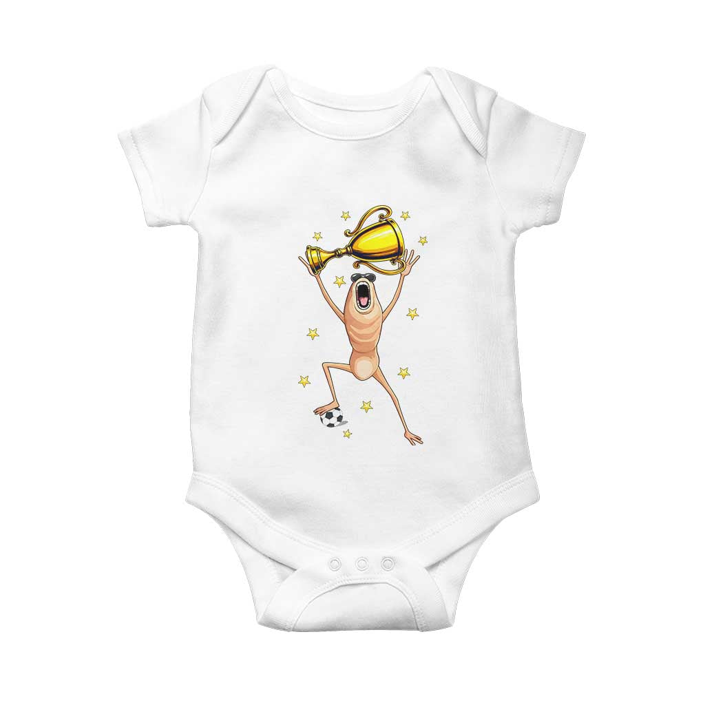 Funny Marcus The Worm Soccer Champion Baby Onesie Soccer Lover TS12 White Print Your Wear