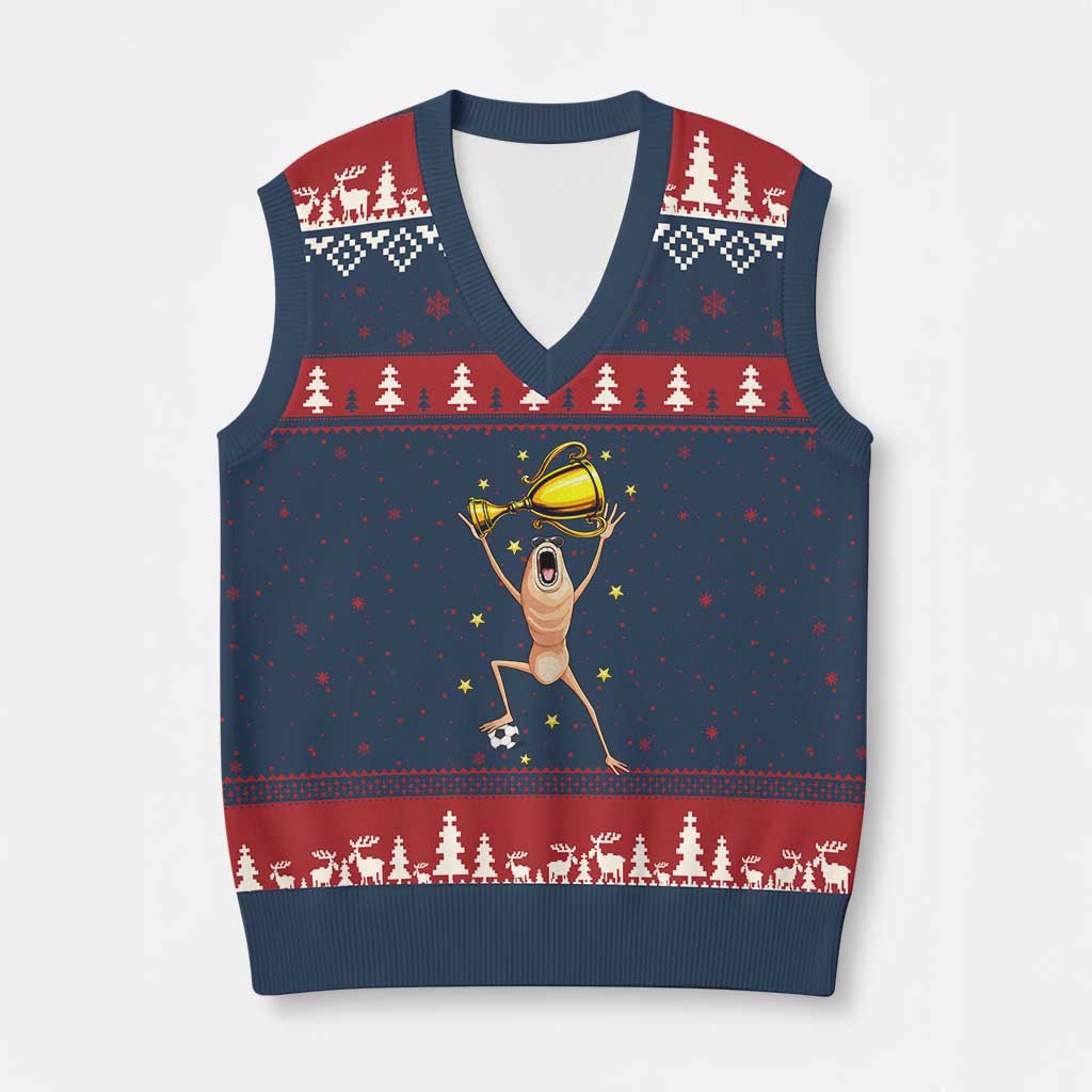 Funny Marcus The Worm Soccer Champion V-Neck Knit Sweater Vest Soccer Lover TS12 Navy Red Print Your Wear