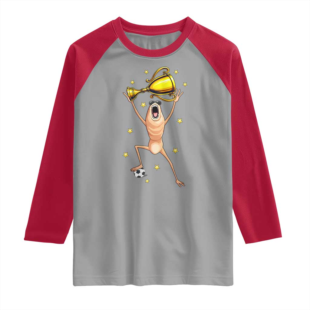 Funny Marcus The Worm Soccer Champion Raglan Shirt Soccer Lover TS12 Sport Gray Red Print Your Wear