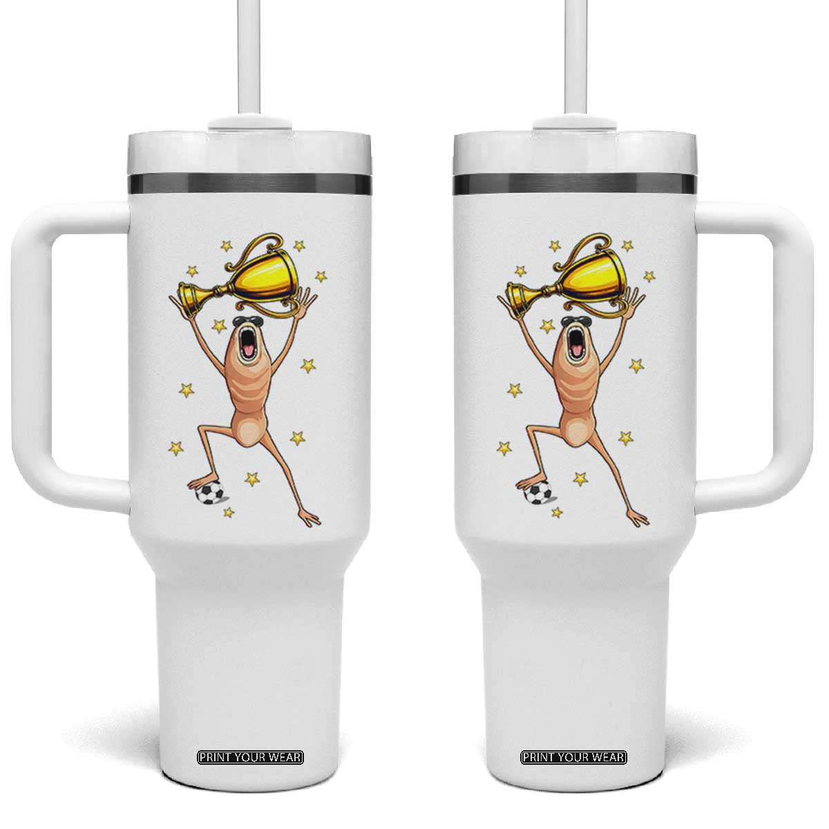 Funny Marcus The Worm Soccer Champion Tumbler With Handle Soccer Lover TS12 One Size: 40 oz White Print Your Wear
