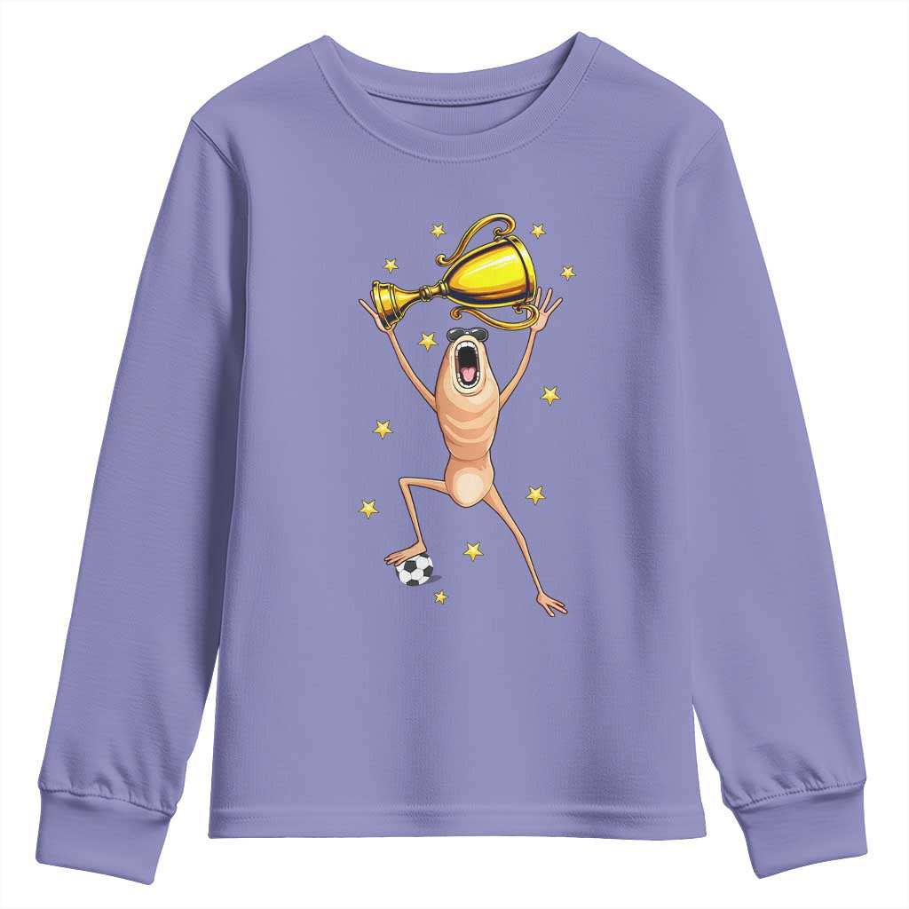 Funny Marcus The Worm Soccer Champion Youth Sweatshirt Soccer Lover TS12 Violet Print Your Wear