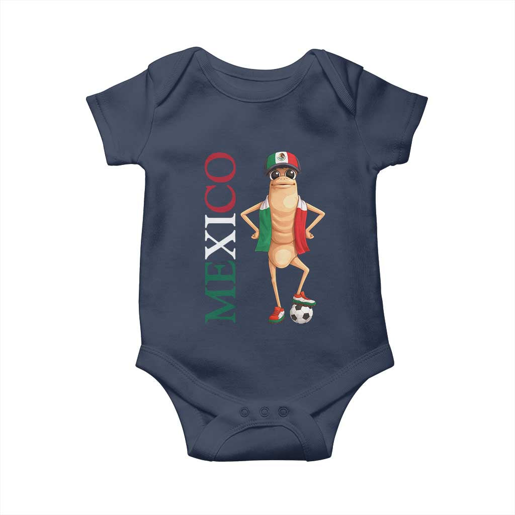 Mexico Soccer Fan Marcus The Worm Baby Onesie Country Football Gift TS12 Navy Print Your Wear