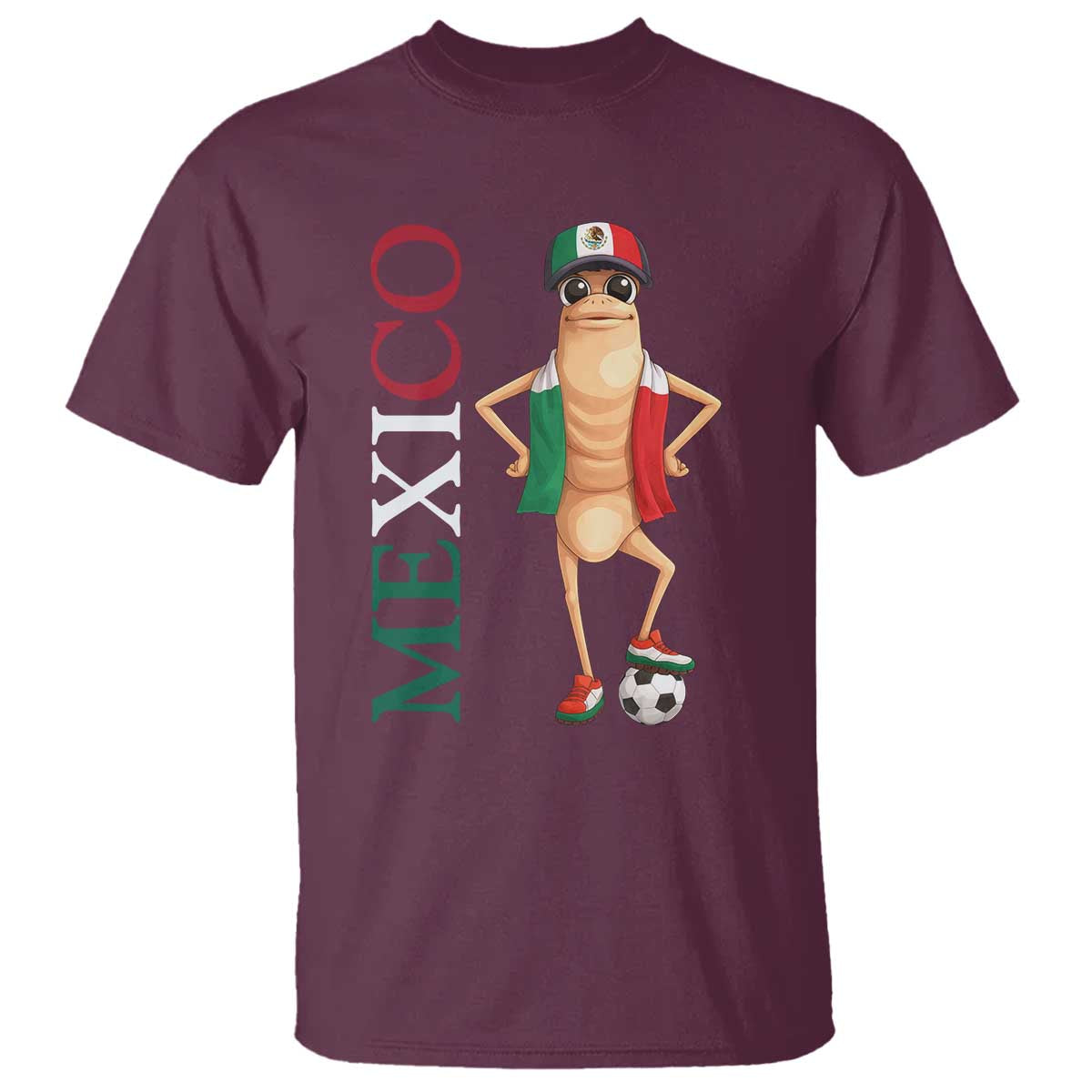 Mexico Soccer Fan Marcus The Worm T Shirt Country Football Gift TS12 Maroon Print Your Wear