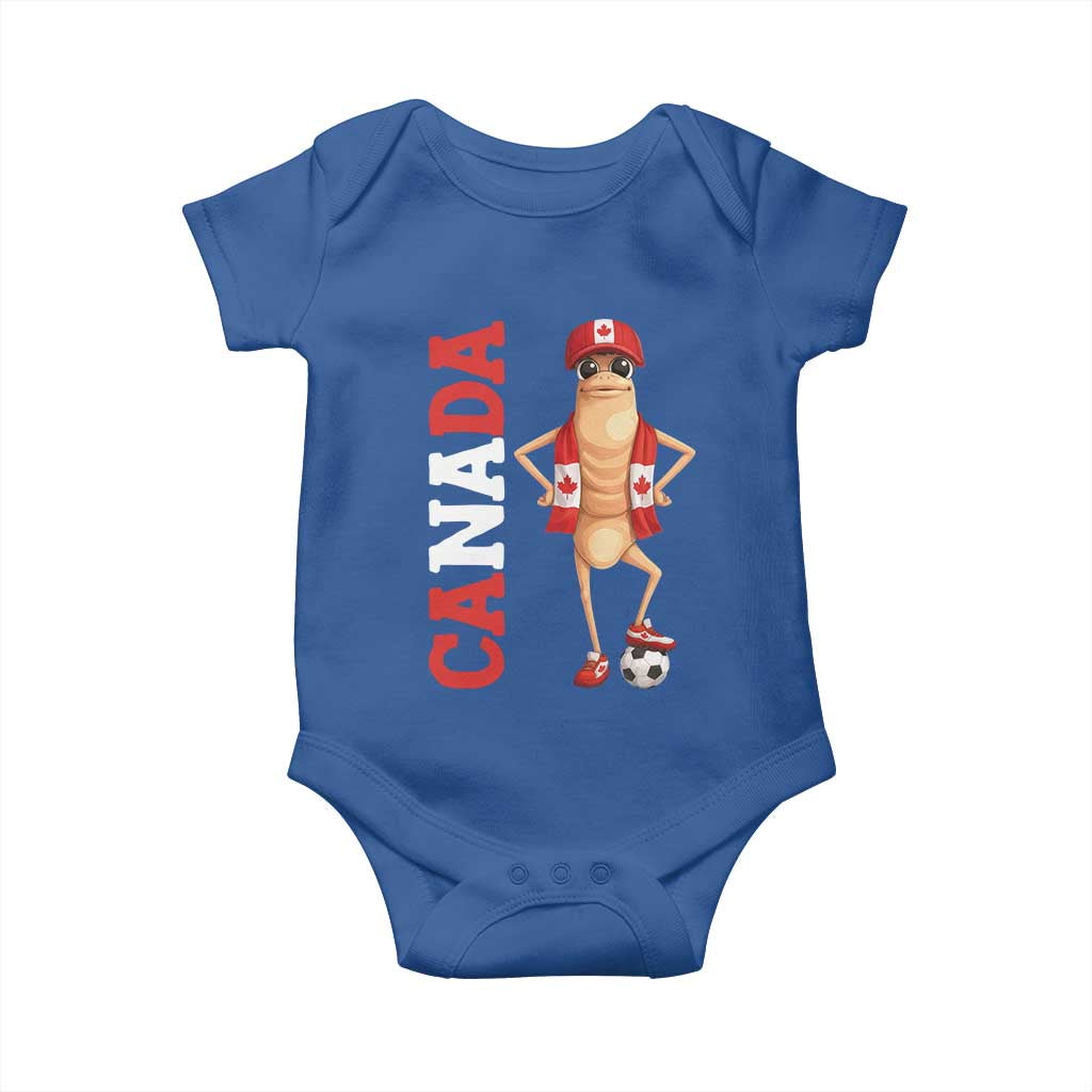 Canada Soccer Fan Marcus The Worm Baby Onesie Country Football Gift TS12 Royal Blue Print Your Wear