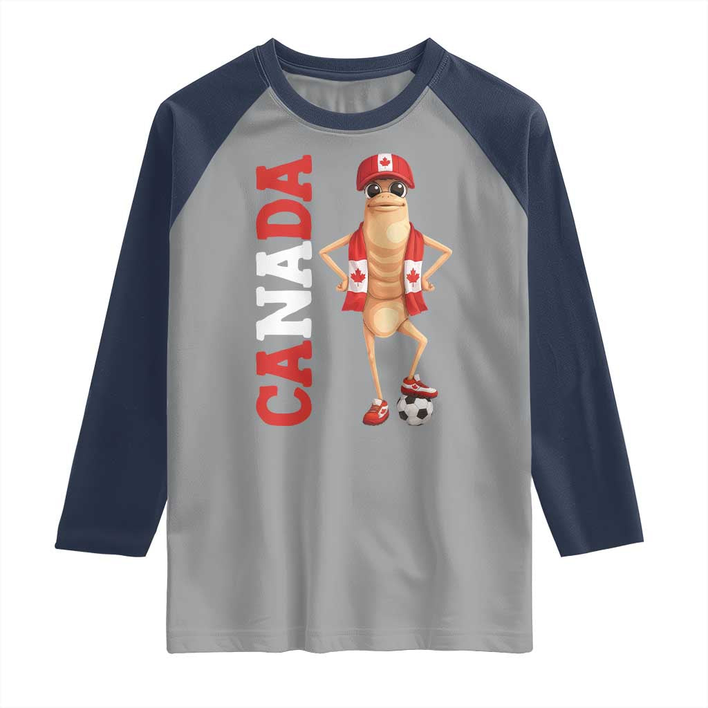 Canada Soccer Fan Marcus The Worm Raglan Shirt Country Football Gift TS12 Sport Gray Navy Print Your Wear