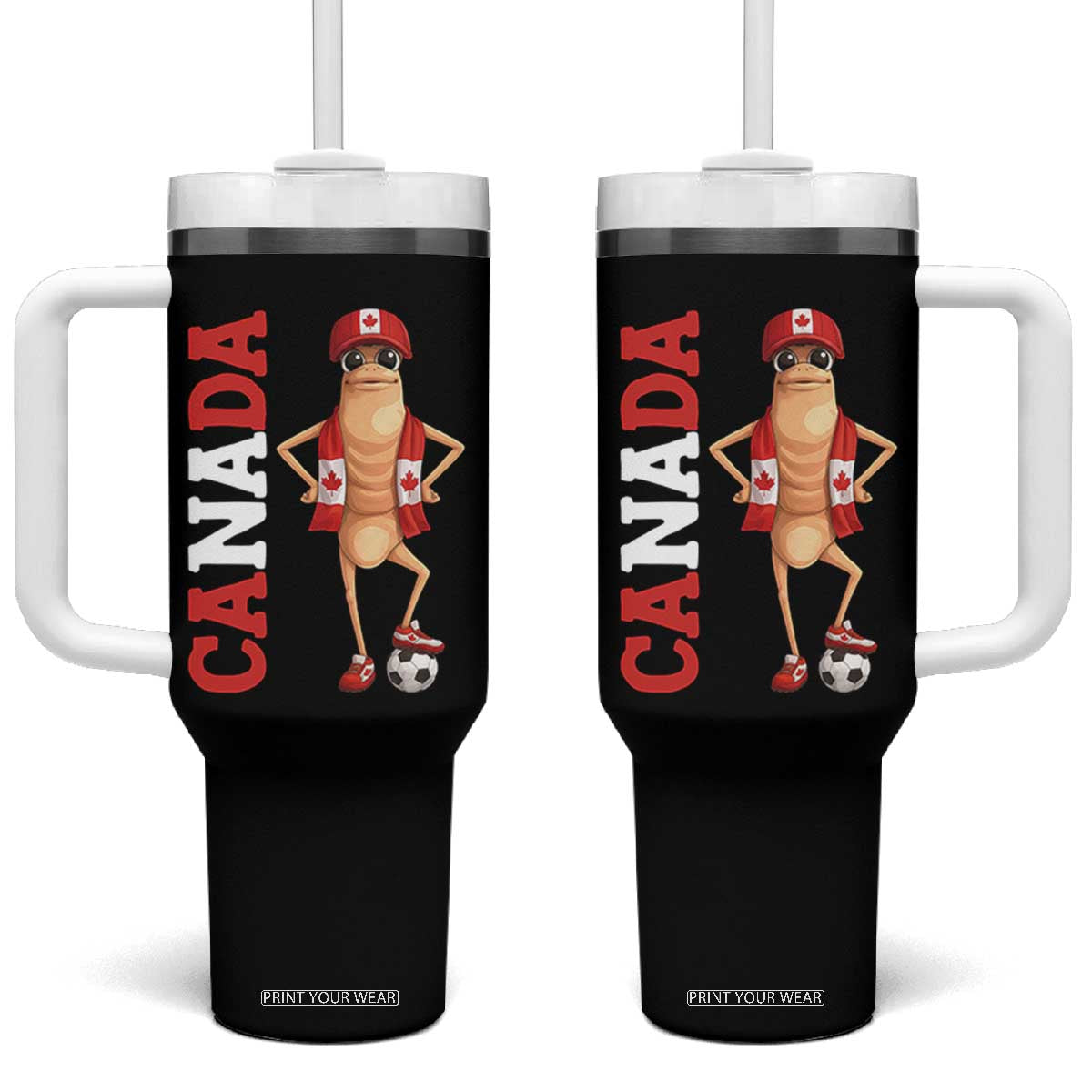 Canada Soccer Fan Marcus The Worm Tumbler With Handle Country Football Gift TS12 One Size: 40 oz Black Print Your Wear