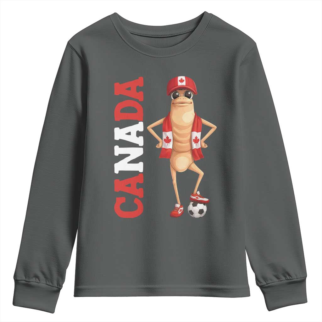 Canada Soccer Fan Marcus The Worm Youth Sweatshirt Country Football Gift TS12 Dark Heather Print Your Wear