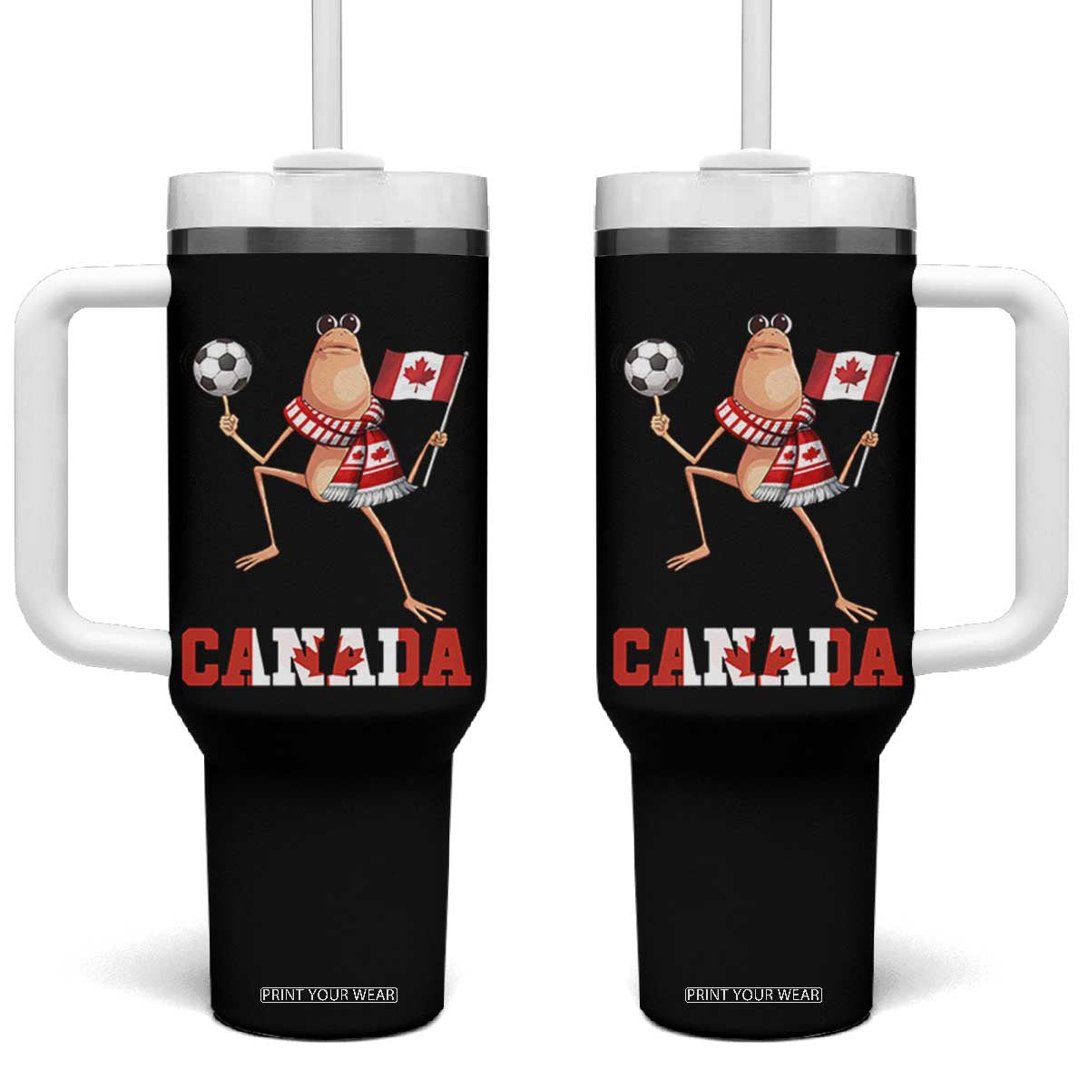 Funny Marcus The Worm Tumbler With Handle Canadian Pride Soccer Gift TS12 One Size: 40 oz Black Print Your Wear