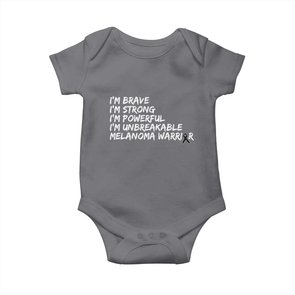 I Am Brave Strong Powerful Unbreakable Baby Onesie Melanoma Warrior Support TS12 Charcoal Print Your Wear