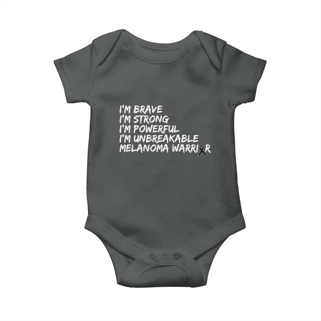 I Am Brave Strong Powerful Unbreakable Baby Onesie Melanoma Warrior Support TS12 Dark Heather Print Your Wear