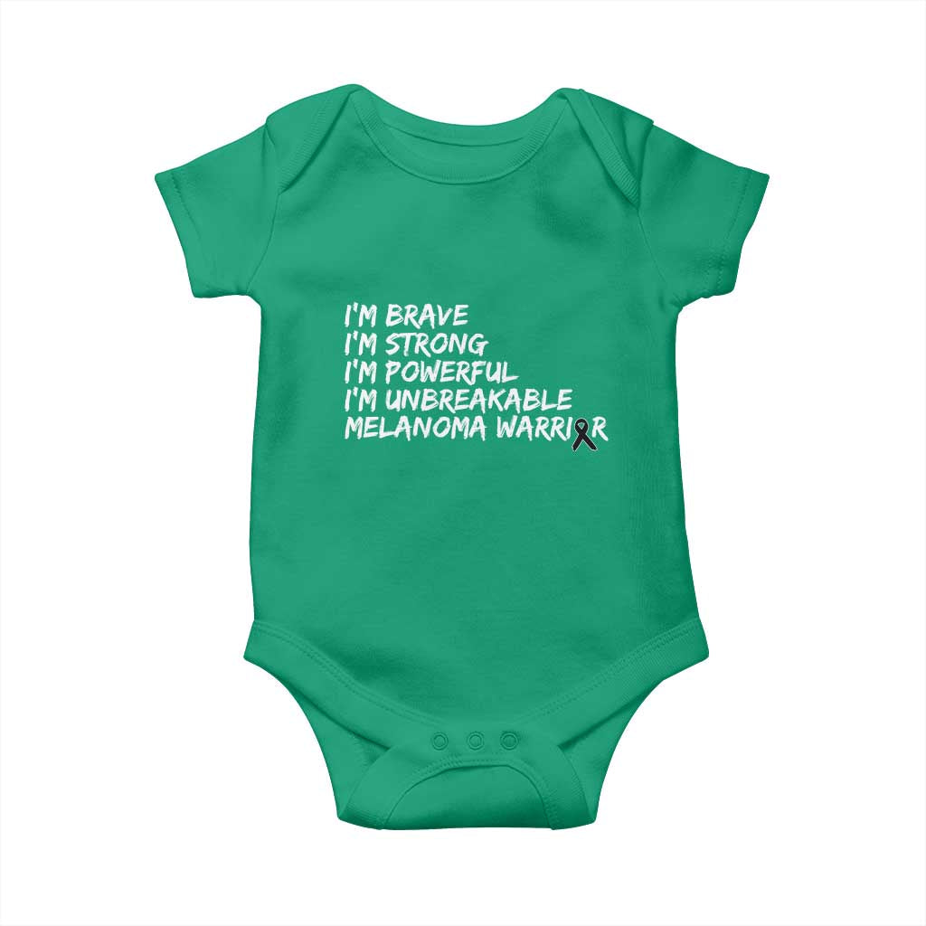 I Am Brave Strong Powerful Unbreakable Baby Onesie Melanoma Warrior Support TS12 Irish Green Print Your Wear