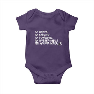 I Am Brave Strong Powerful Unbreakable Baby Onesie Melanoma Warrior Support TS12 Purple Print Your Wear